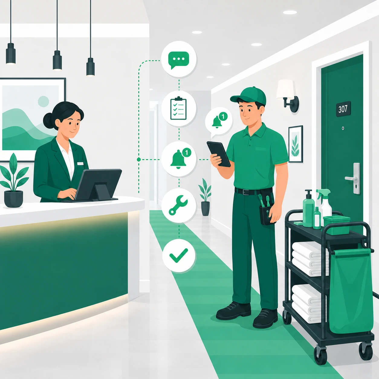 Reception hotel e manutentore collegati digitalmente per la gestione di segnalazioni, interventi e housekeeping con WITService
